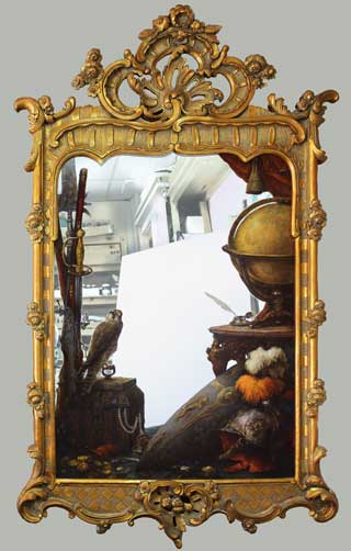 Рама в стили Роккоко Материал: Зеркало, патина, дерево, живопись по стеклу