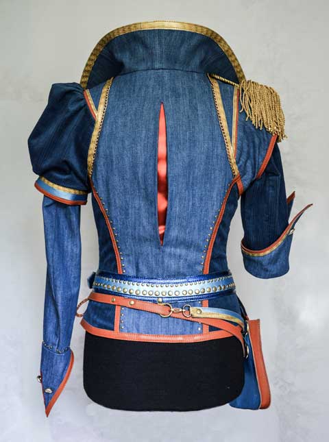 Сценический костюм в стиле ретро милитари  Материал: Джинска, кожа, атлас, микровельвет.  Дизайнер Татьяна Комарчук