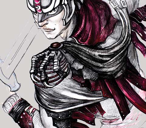 Рисунок сценического костюма Воин Света. Художник: Татьяна Комарчук