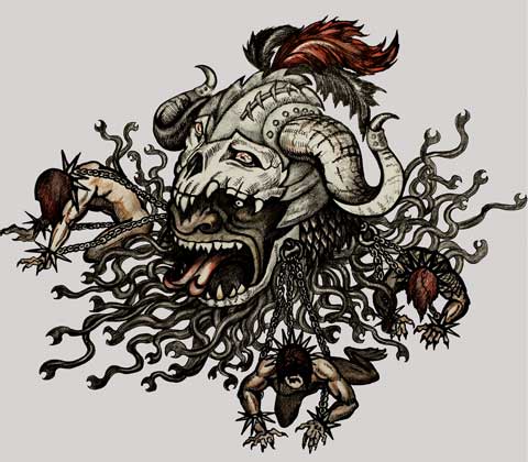 Рисунок реквизита и сценических костюмов Голова Богатыря к театральной постановке Руслан и Людмила. Художник: Татьяна Комарчук