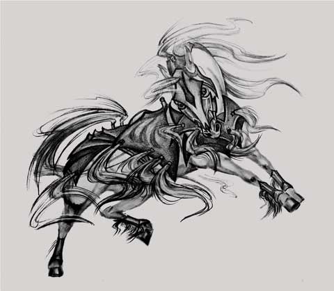 Рисунок сбруи для Коня Конь демон. Художник: Татьяна Комарчук