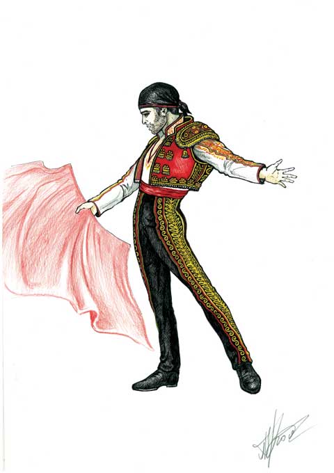 Рисунок костюма фламенко. Художник: Татьяна Комарчук