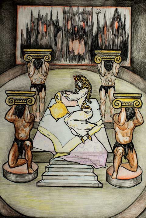 Рисунок реквизита и сценических костюмов Голова Богатыря к театральной Художник: Татьяна Комарчук