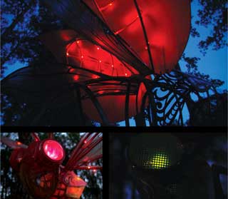 Скульптура: Божья Коровка. Материал: Металл, пластик, патина, дерево, светодиоды Автор: Татьяна Комарчук