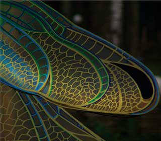 Скульптура: Стрекозы. Крыло стрекозы. Материал: Металл, пластик, патина, дерево, светодиоды Автор: Татьяна Комарчук