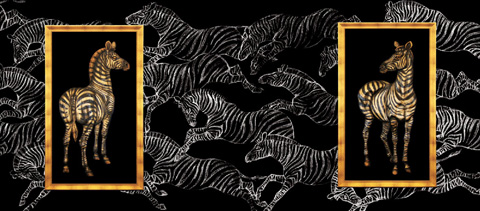 Рельеф: Зебры Материал: акрил, патина, стекло, роспись по стеклу, деревянная рама с позолотой, дерево. Автор: Татьяна Комарчук