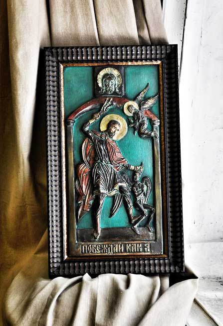 Икона Никита Бесогон. Материал: Бронза, патина Автор: Никита Фёклин