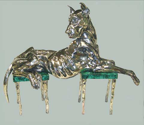 Скульптура: Дог. Материал: Серебро, малахит Автор: Татьяна Комарчук