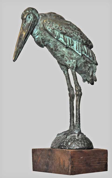 Скульптура: Марабу. Материал: Бронза, патина, дерево Автор: Татьяна Комарчук