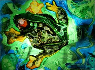 Витраж: Лягушка Техника: Фьюзинг Материал: Стекло. Автор: Ольга Бутко