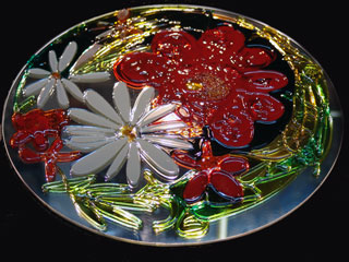 Витраж: Цветы Техника: Фьюзинг Материал: Стекло. Автор: Ольга Бутко