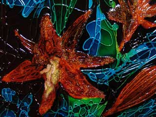 Витраж: Цветы Техника: Фьюзинг Материал: Стекло. Автор: Ольга Бутко